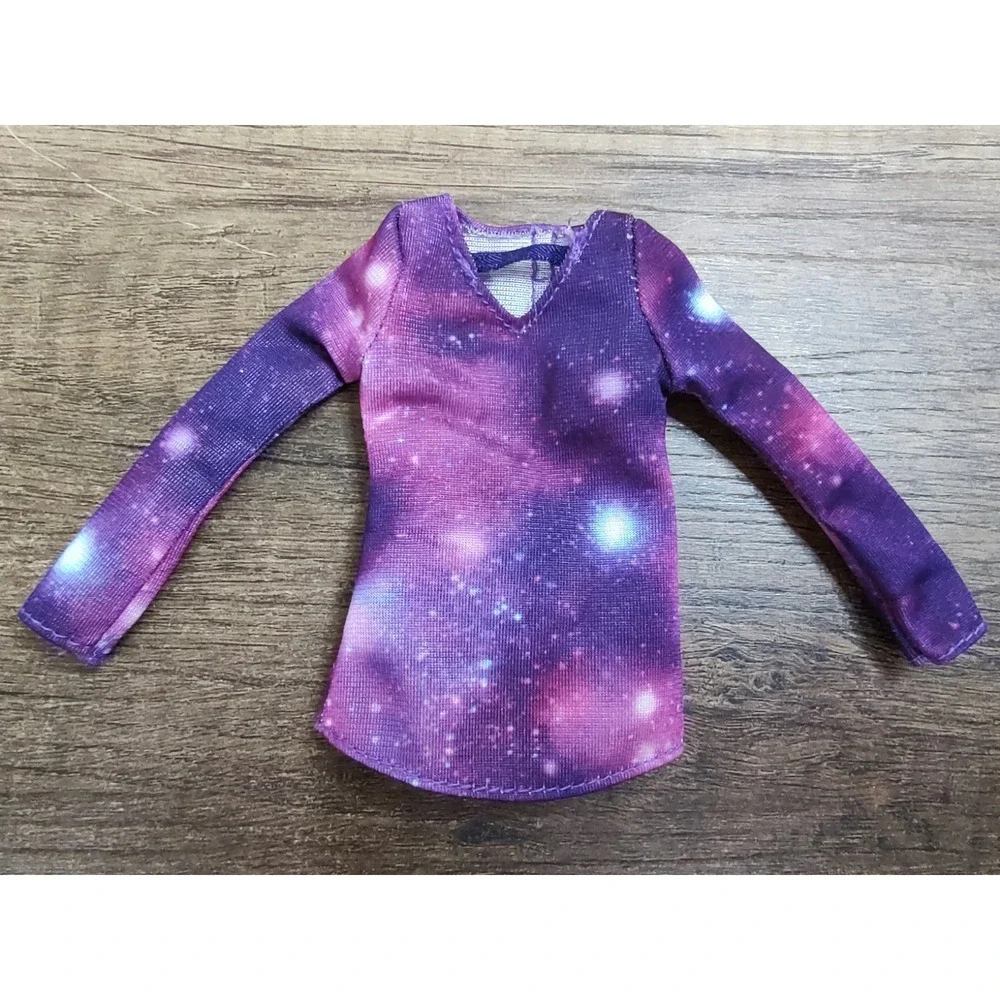 Barbie Doll Clothing 2019 Astrophysicist Purple Long Sleeved Galaxy Shirt Z32